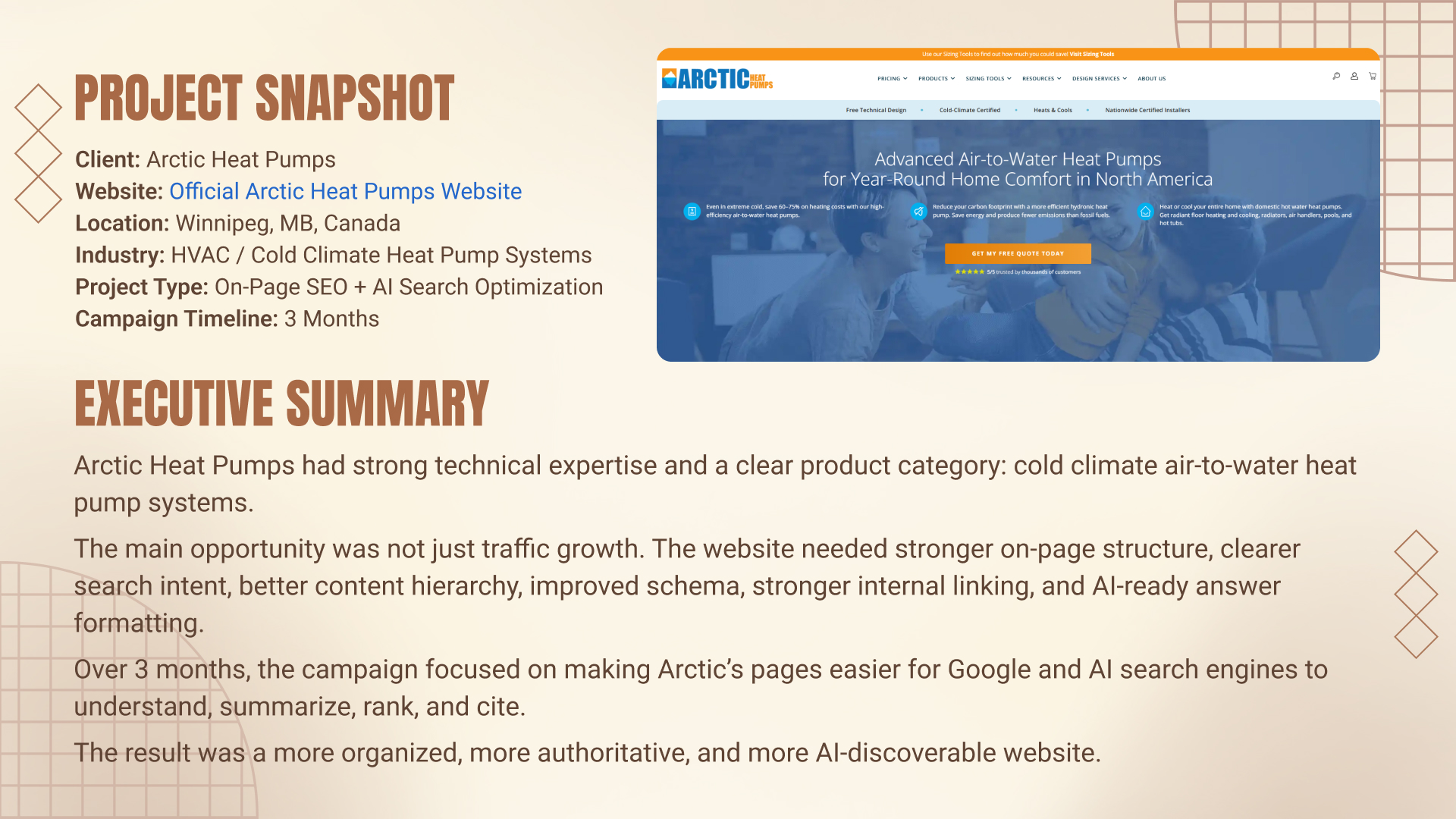 Arctic Heat Pumps SEO Case Study | Page 1